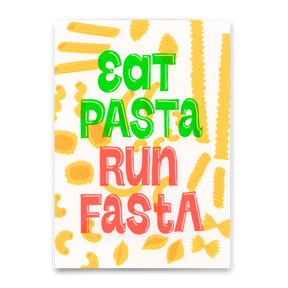 Deli Cards Postkarte "Eat pasta, run faster" | Lustige Karte mit Spruch