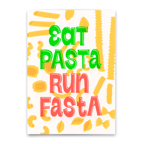Deli Cards Postkarte "Eat pasta, run faster" | Lustige Karte mit Spruch