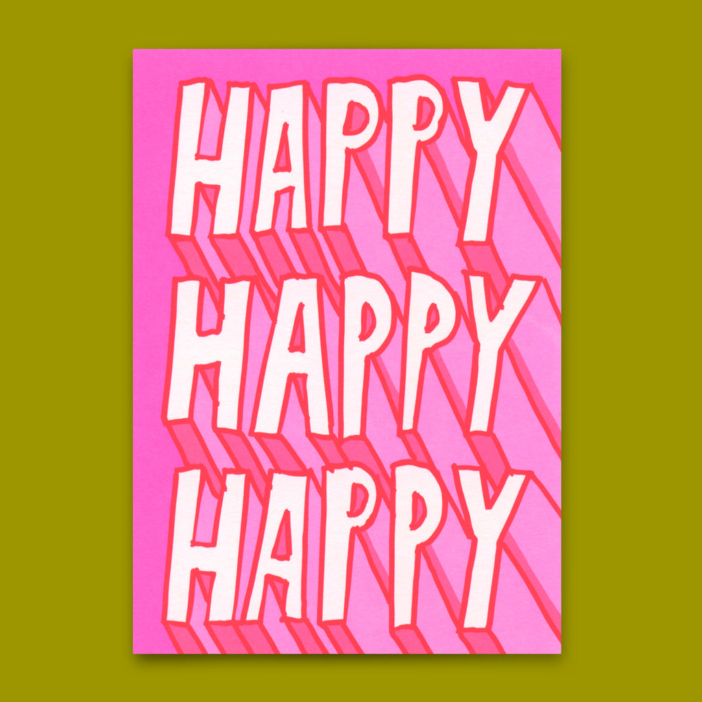 Deli Cards Postkarte "Happy Happy Happy" | Schöne Karte mit Spruch