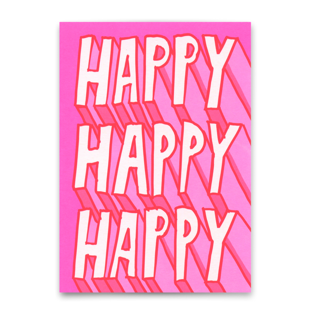 Deli Cards Postkarte "Happy Happy Happy" | Schöne Karte mit Spruch