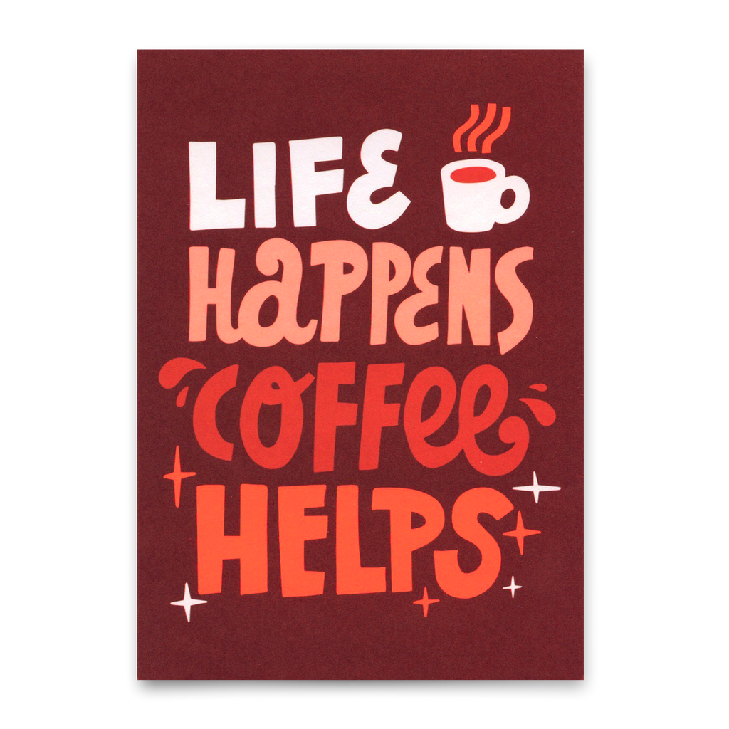 Deli Cards Postkarte "Life happens coffee helps" | Lustige Karte mit Spruch