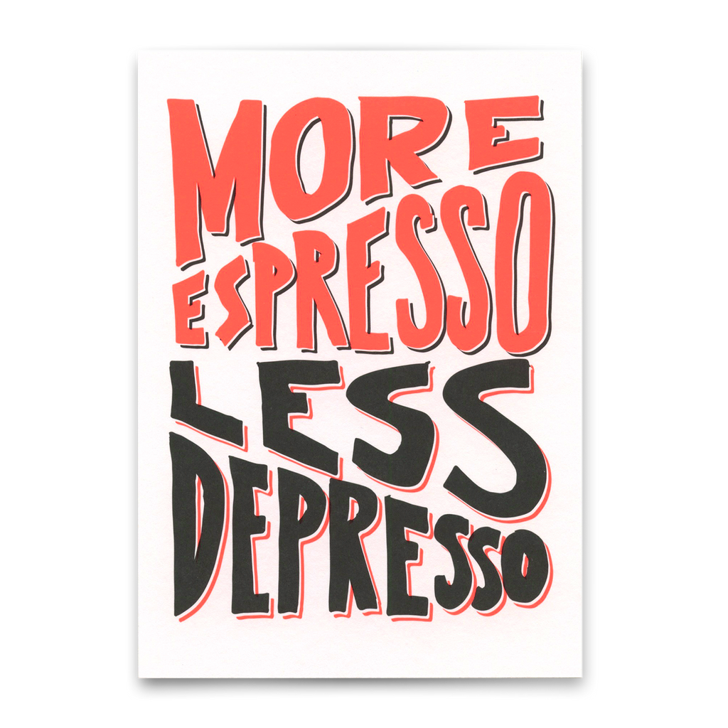 Deli Cards Postkarte "More espresso less depresso" | Besondere Karte mit Spruch