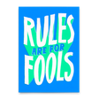 Deli Cards Postkarte "Rules are for fools" | Lustige Karte mit Spruch