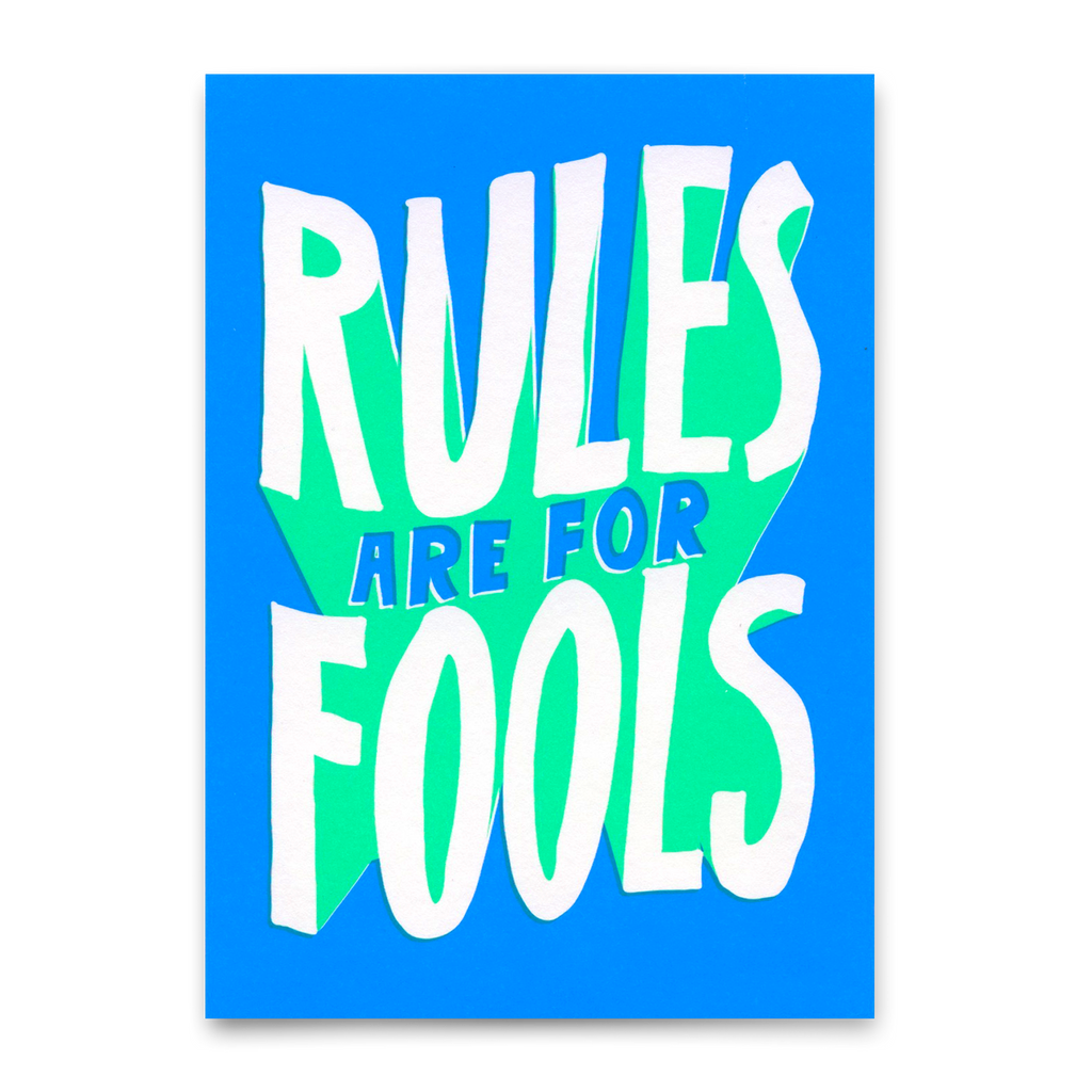 Deli Cards Postkarte "Rules are for fools" | Lustige Karte mit Spruch