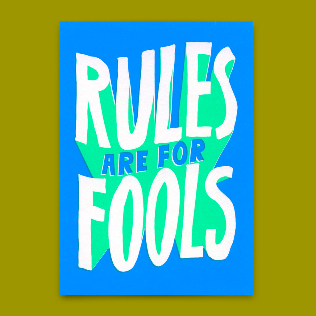 Deli Cards Postkarte "Rules are for fools" | Lustige Karte mit Spruch