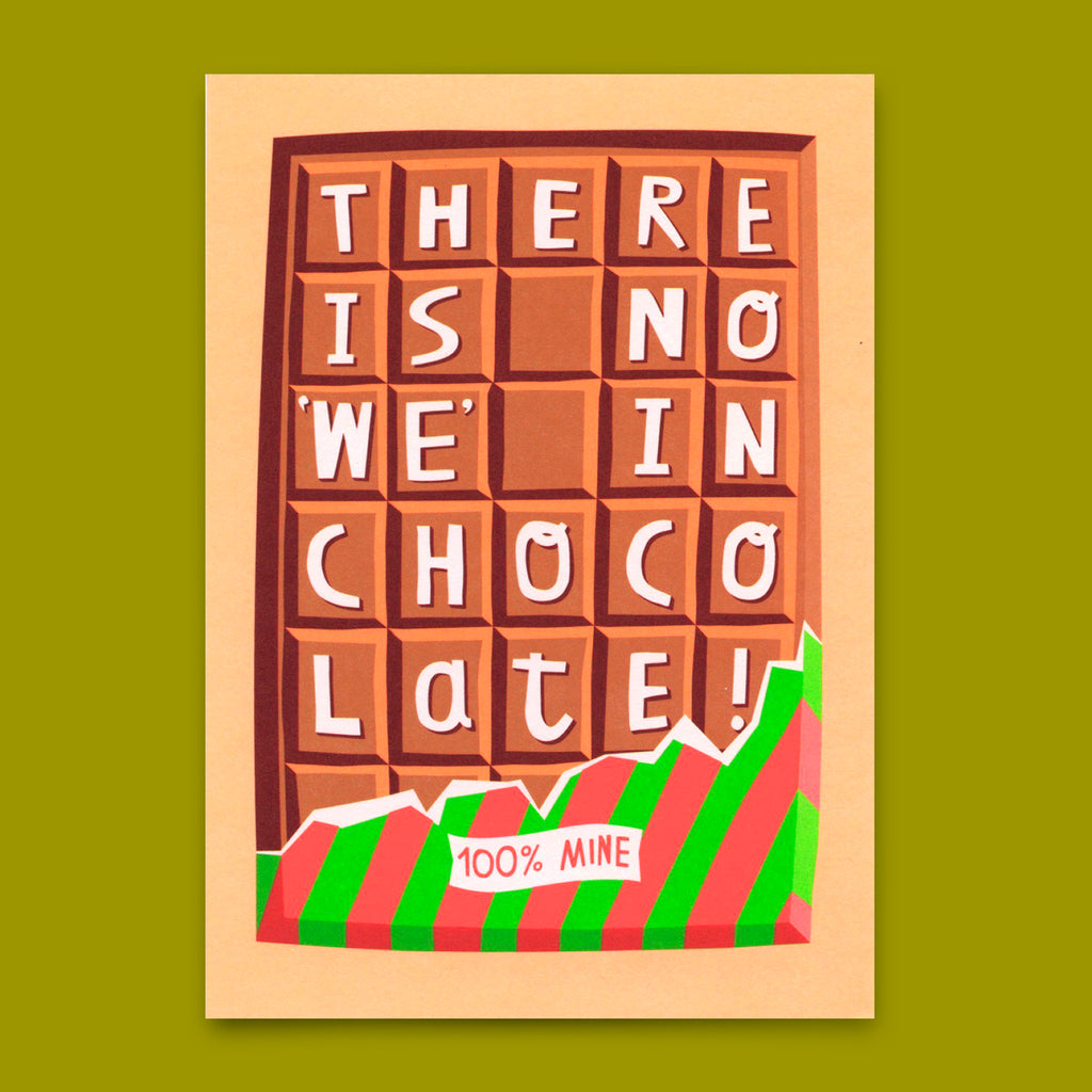 Deli Cards Postkarte "There´s no we in chocolate" | Lustige Karte mit Spruch