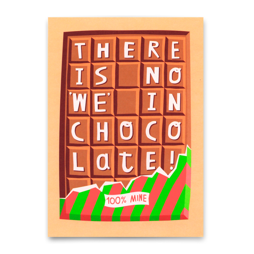 Deli Cards Postkarte "There´s no we in chocolate" | Lustige Karte mit Spruch