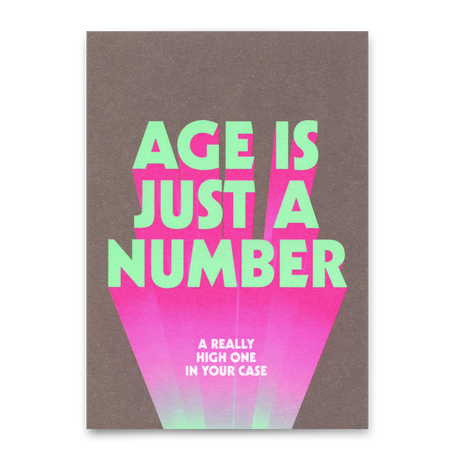 Deli Cards Postkarte "Age is just a number" | Lustige Karte mit Spruch zum Geburtstag