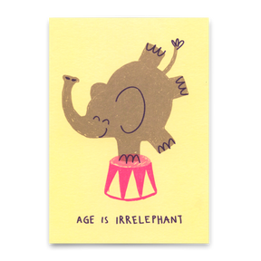 Deli Cards Postkarte "Age is irrelephant" | Lustige Karte mit Spruch zum Geburtstag