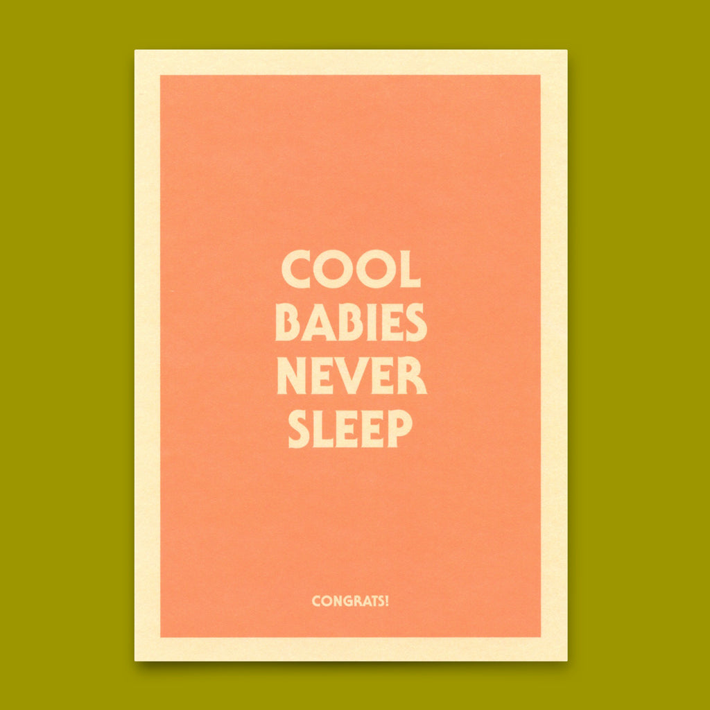 Deli Cards Postkarte "Cool babies never sleep" | Lustige Karte mit Spruch zur Geburt