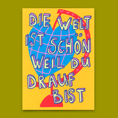 Deli Cards Postkarte "Die Welt ist schön" | Schöne Karte mit Spruch