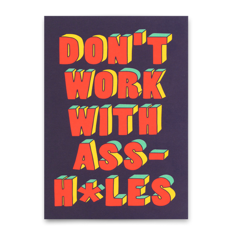 Deli Cards Postkarte "Don´t work with assholes" | Lustige Karte mit Spruch