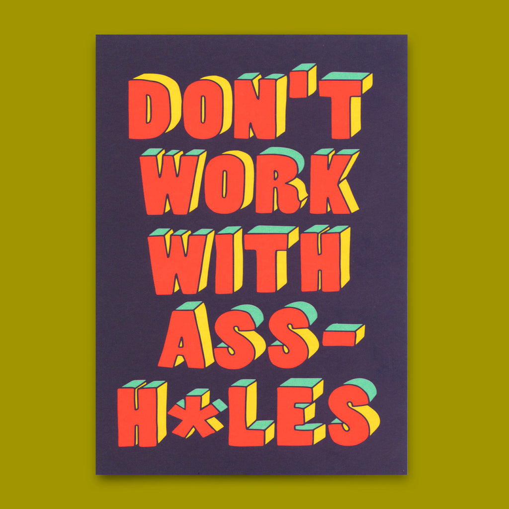 Deli Cards Postkarte "Don´t work with assholes" | Lustige Karte mit Spruch