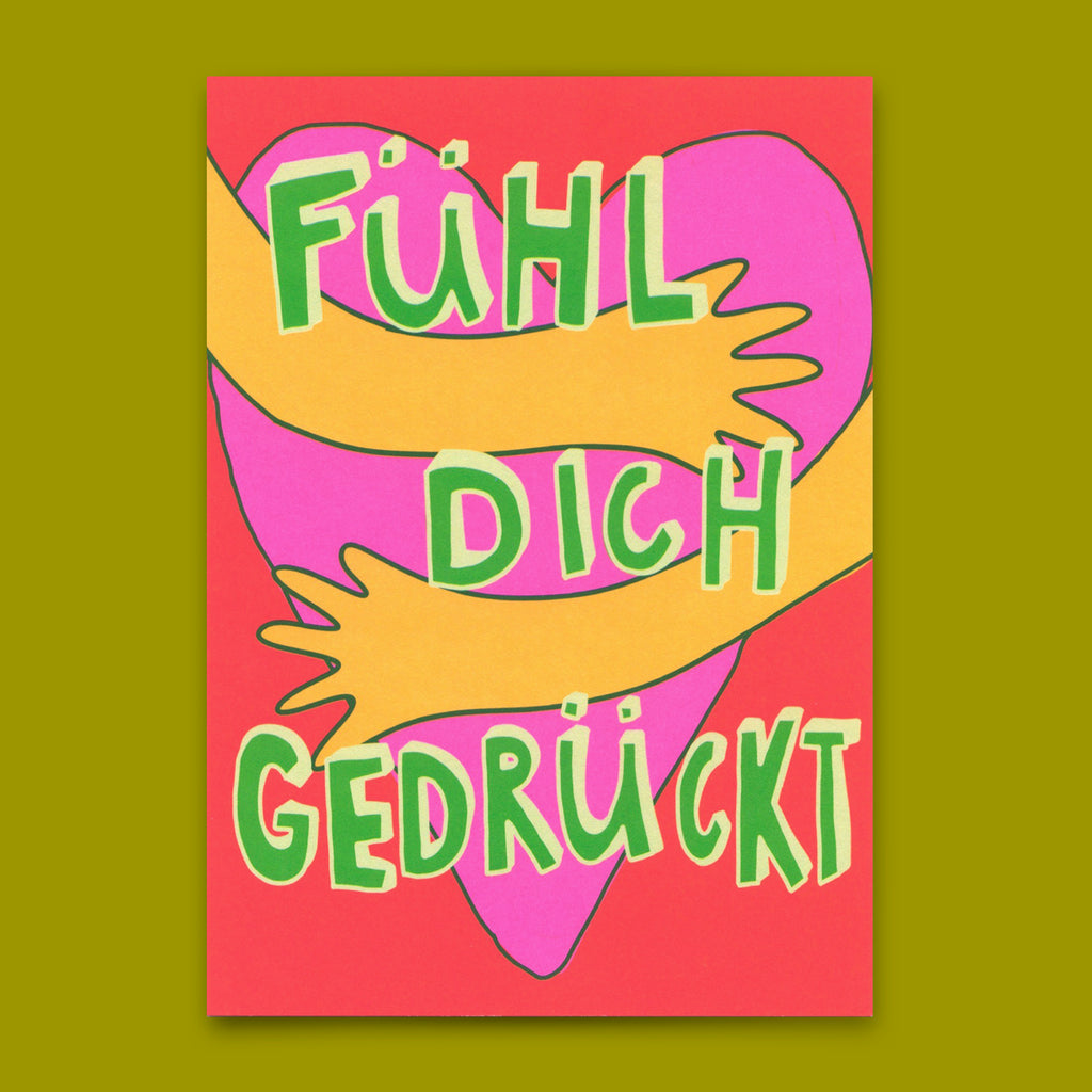 Deli Cards Postkarte "Fühl dich gedrückt" | Besondere Karte für jeden Anlass