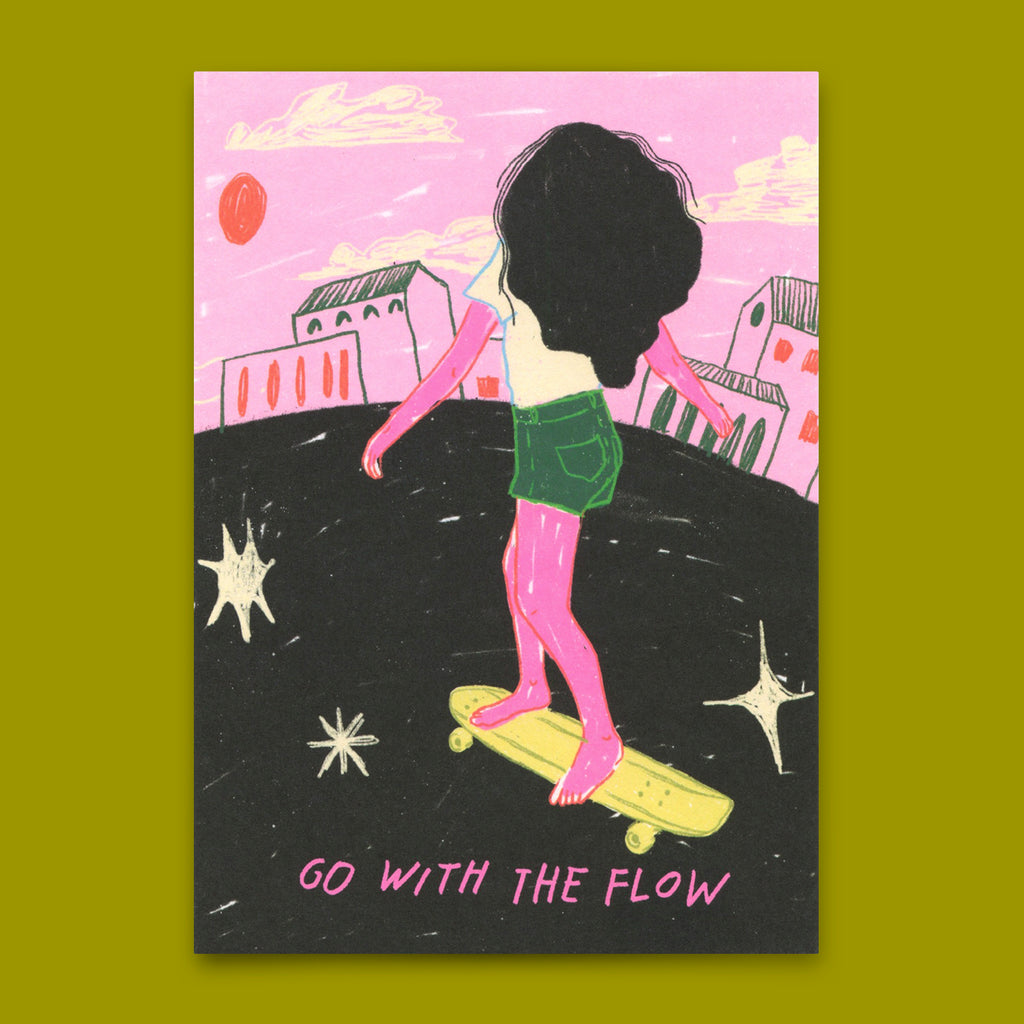 Deli Cards Postkarte "Go with the flow" | Coole Karte mit Spruch