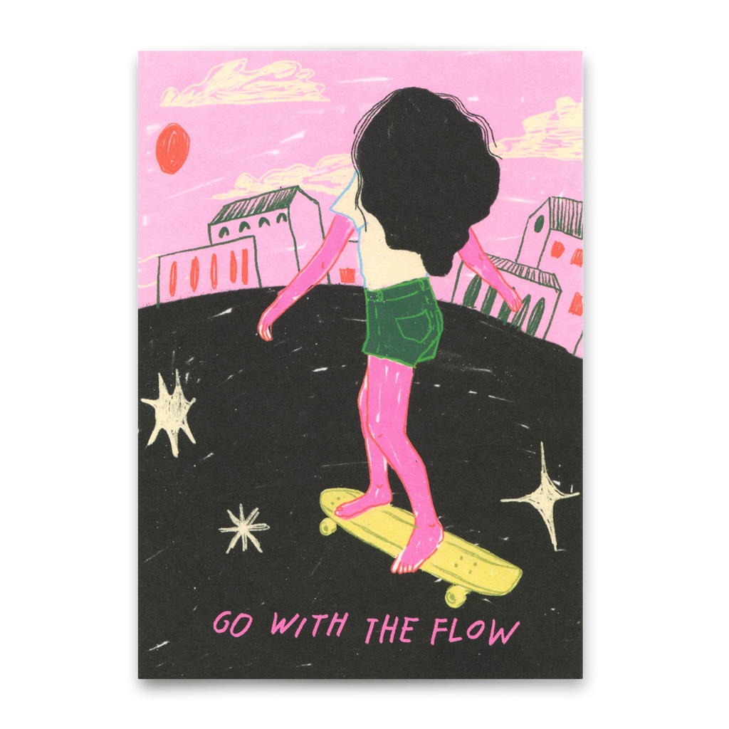 Deli Cards Postkarte "Go with the flow" | Coole Karte mit Spruch