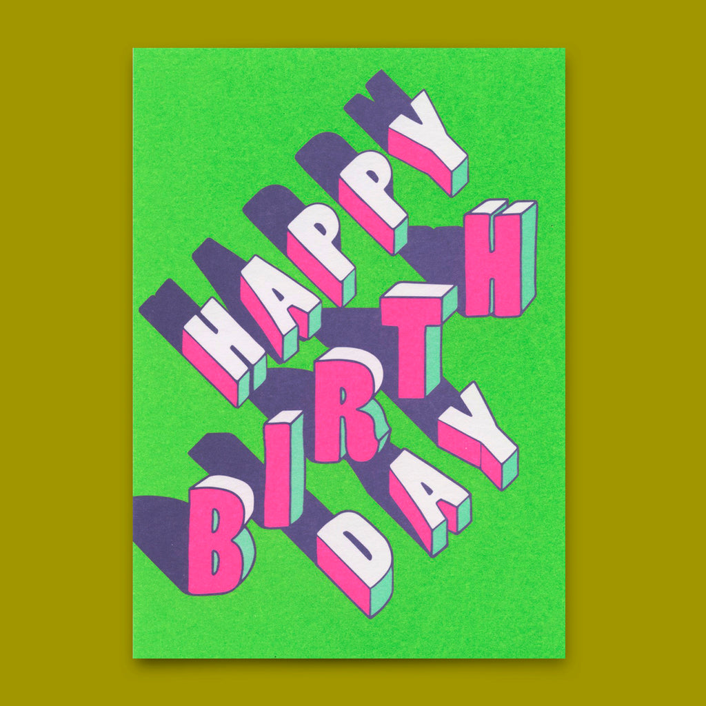 Deli Cards Postkarte "Happy Birthday Lilac/Green" | Ausgefallene Karte zum Geburtstag