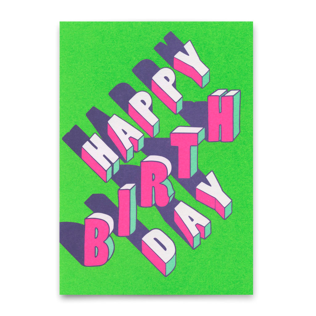 Deli Cards Postkarte "Happy Birthday Lilac/Green" | Ausgefallene Karte zum Geburtstag