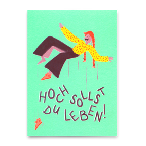 Deli Cards Postkarte "Hoch sollst du Leben" | Lustige Karte zum Geburtstag