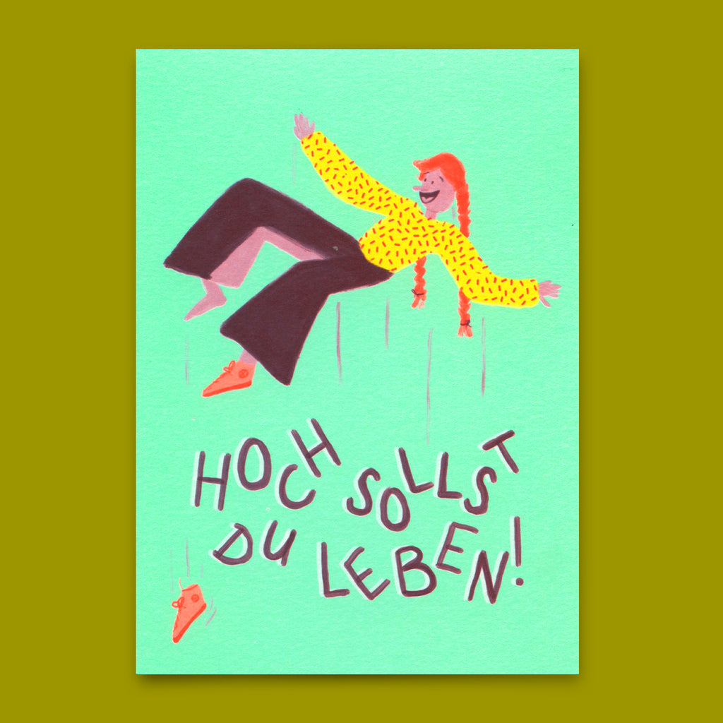 Deli Cards Postkarte "Hoch sollst du Leben" | Lustige Karte zum Geburtstag