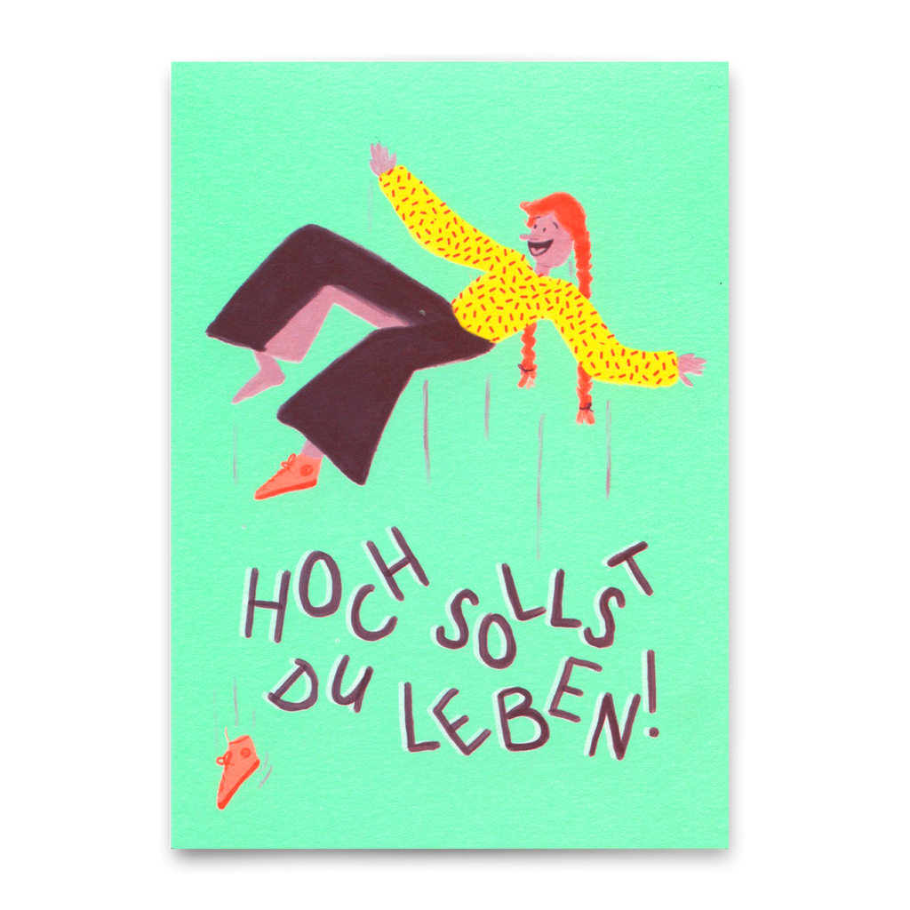 Deli Cards Postkarte "Hoch sollst du Leben" | Lustige Karte zum Geburtstag