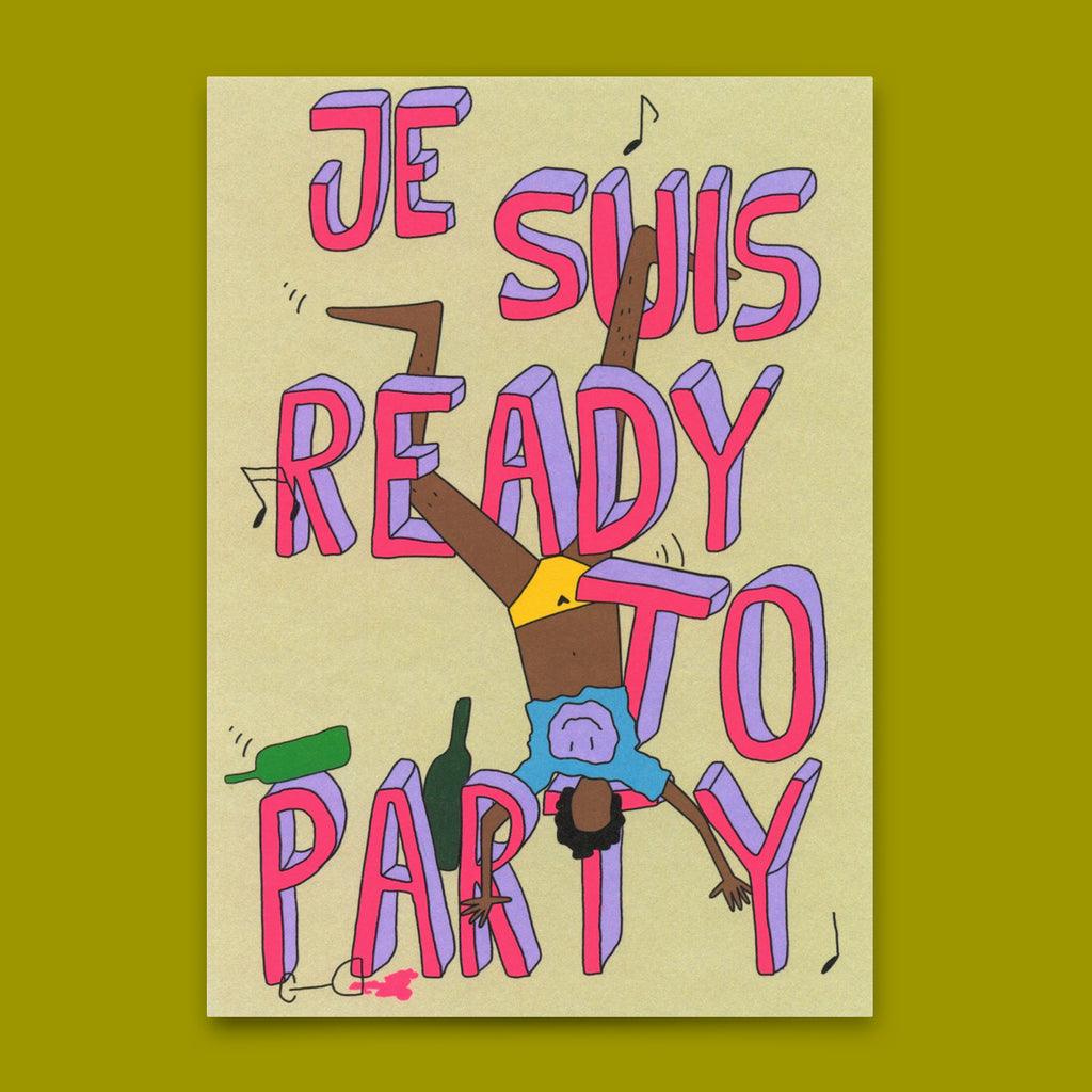 Deli Cards Postkarte "Je suis ready to party" | Ausgefallene Karte für jeden Anlass