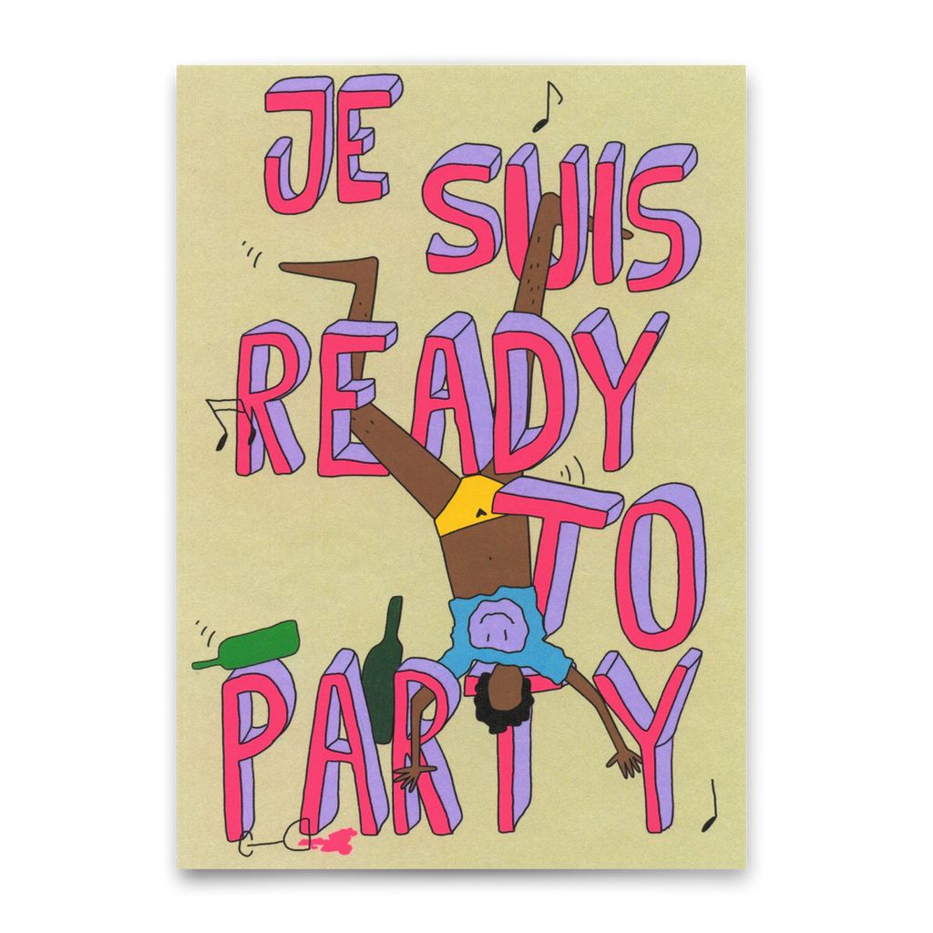 Deli Cards Postkarte "Je suis ready to party" | Ausgefallene Karte für jeden Anlass