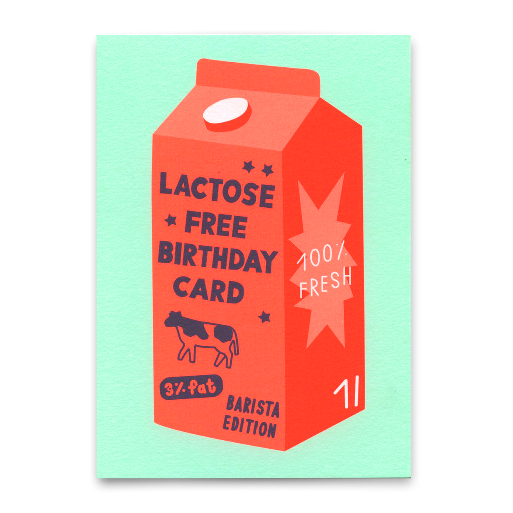 Deli Cards Postkarte "Lactose free birthday card" | Lustige Karte zum Geburtstag