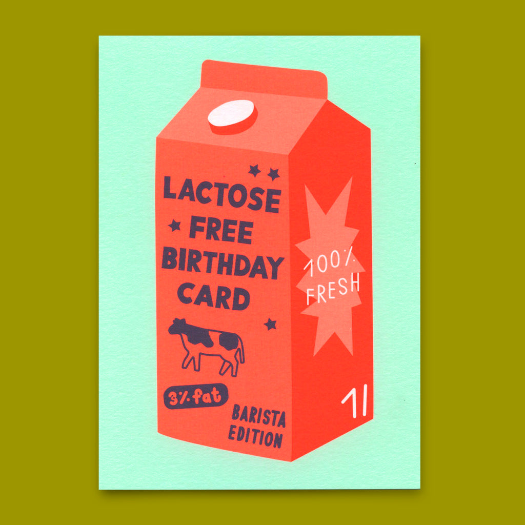 Deli Cards Postkarte "Lactose free birthday card" | Lustige Karte zum Geburtstag