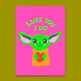 Deli Cards Postkarte "Love you I do" | Lustige Karte mit Spruch für Verliebte
