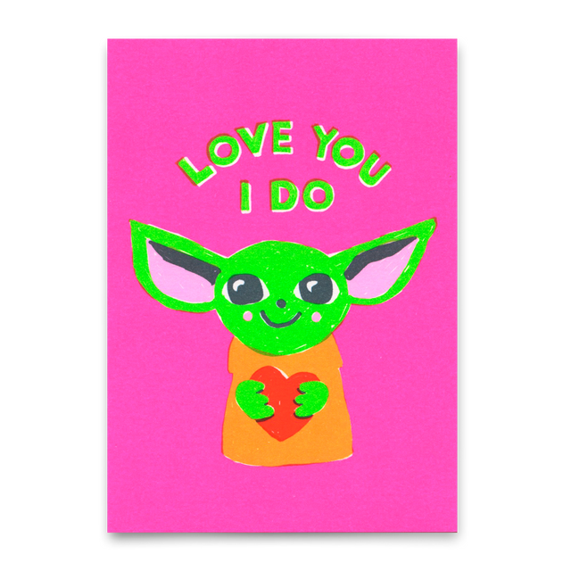 Deli Cards Postkarte "Love you I do" | Lustige Karte mit Spruch für Verliebte