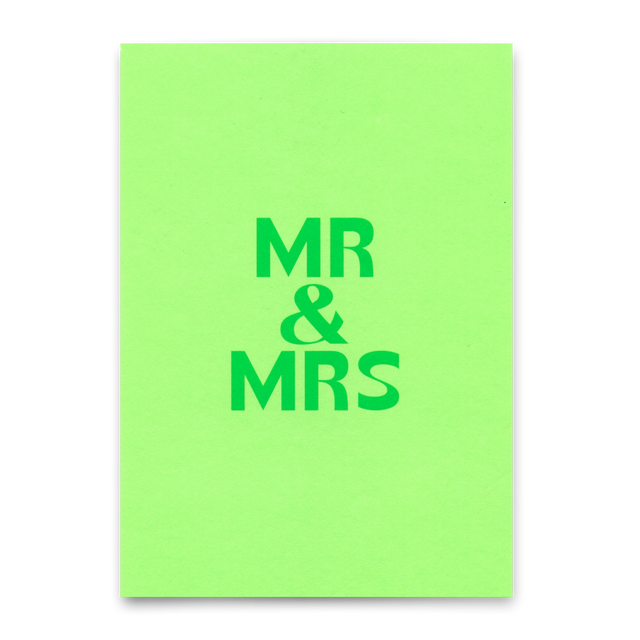Deli Cards Postkarte "Mr & Mrs Grün" | Schöne Karte zur Hochzeit