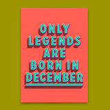 Deli Cards Postkarte "Legends December" | Coole Karte mit Spruch zum Geburtstag