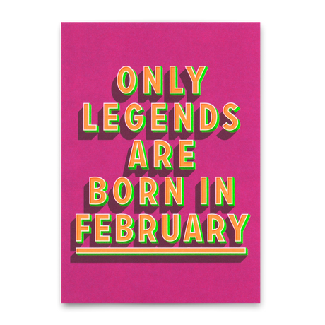 Deli Cards Postkarte "Legends February" | Coole Karte mit Spruch zum Geburtstag