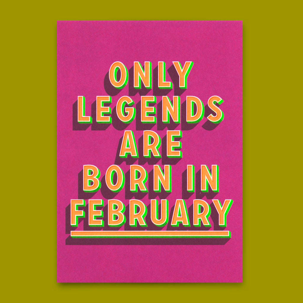 Deli Cards Postkarte "Legends February" | Coole Karte mit Spruch zum Geburtstag