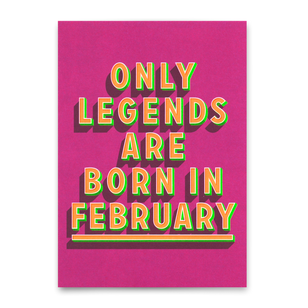 Deli Cards Postkarte "Legends February" | Coole Karte mit Spruch zum Geburtstag