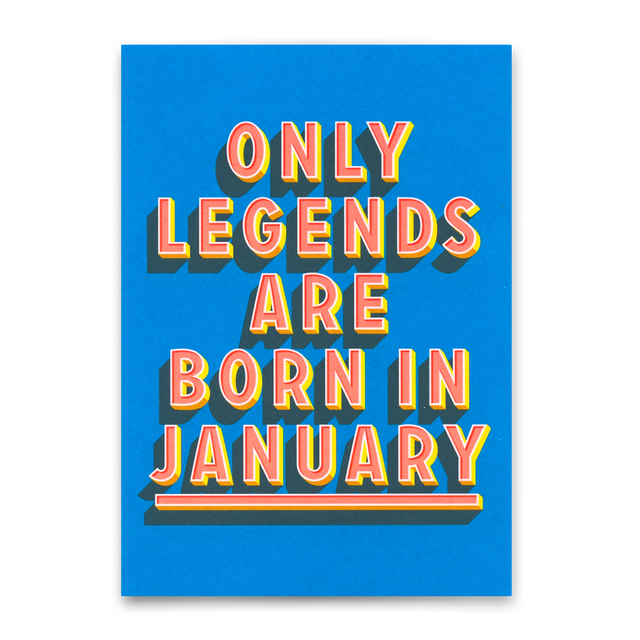 Deli Cards Postkarte "Legends January" | Coole Karte mit Spruch zum Geburtstag