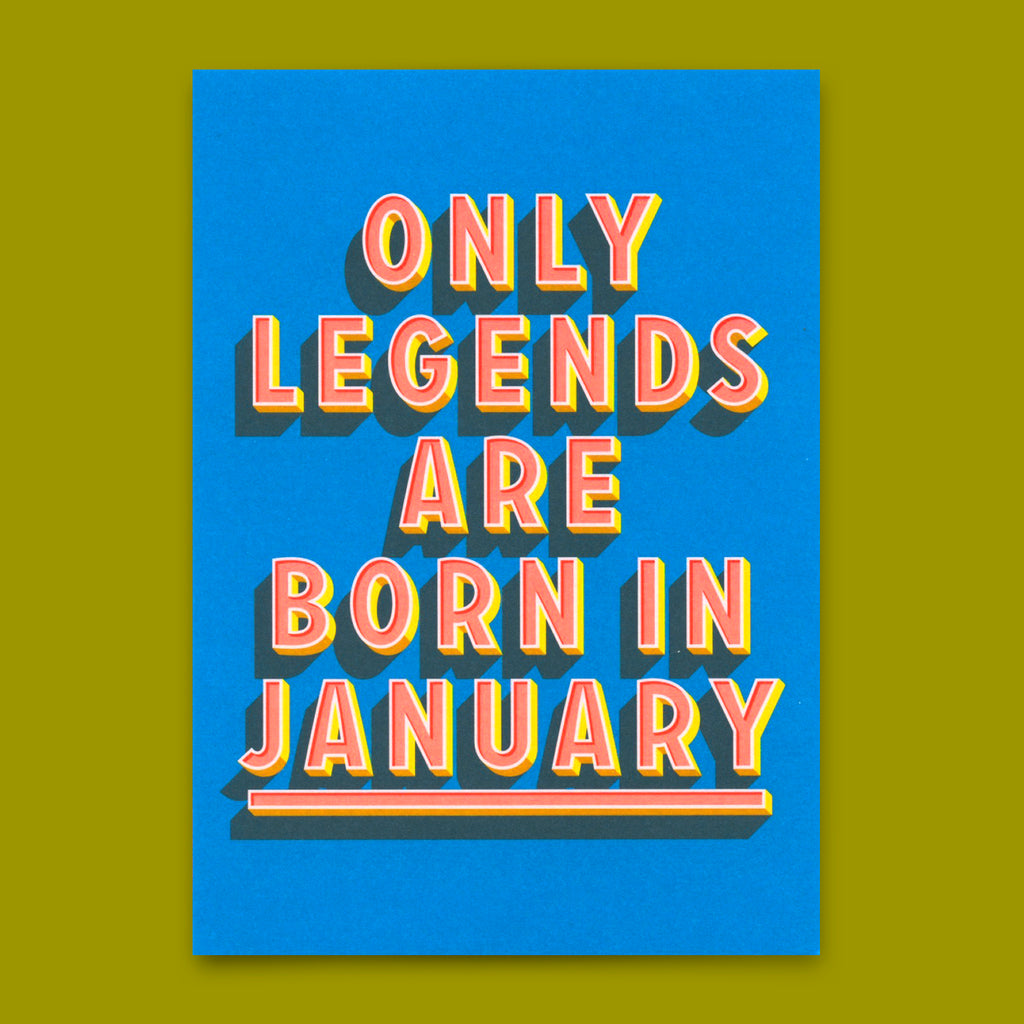 Deli Cards Postkarte "Legends January" | Coole Karte mit Spruch zum Geburtstag