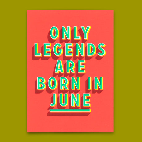 Deli Cards Postkarte "Legends June" | Coole Karte mit Spruch zum Geburtstag