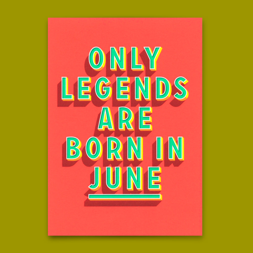 Deli Cards Postkarte "Legends June" | Coole Karte mit Spruch zum Geburtstag