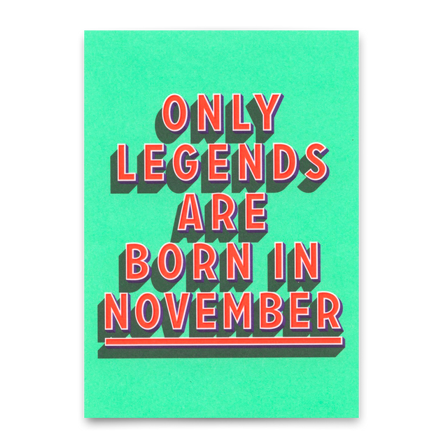 Deli Cards Postkarte "Legends November" | Coole Karte mit Spruch zum Geburtstag