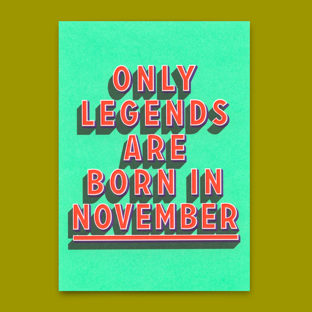 Deli Cards Postkarte "Legends November" | Coole Karte mit Spruch zum Geburtstag