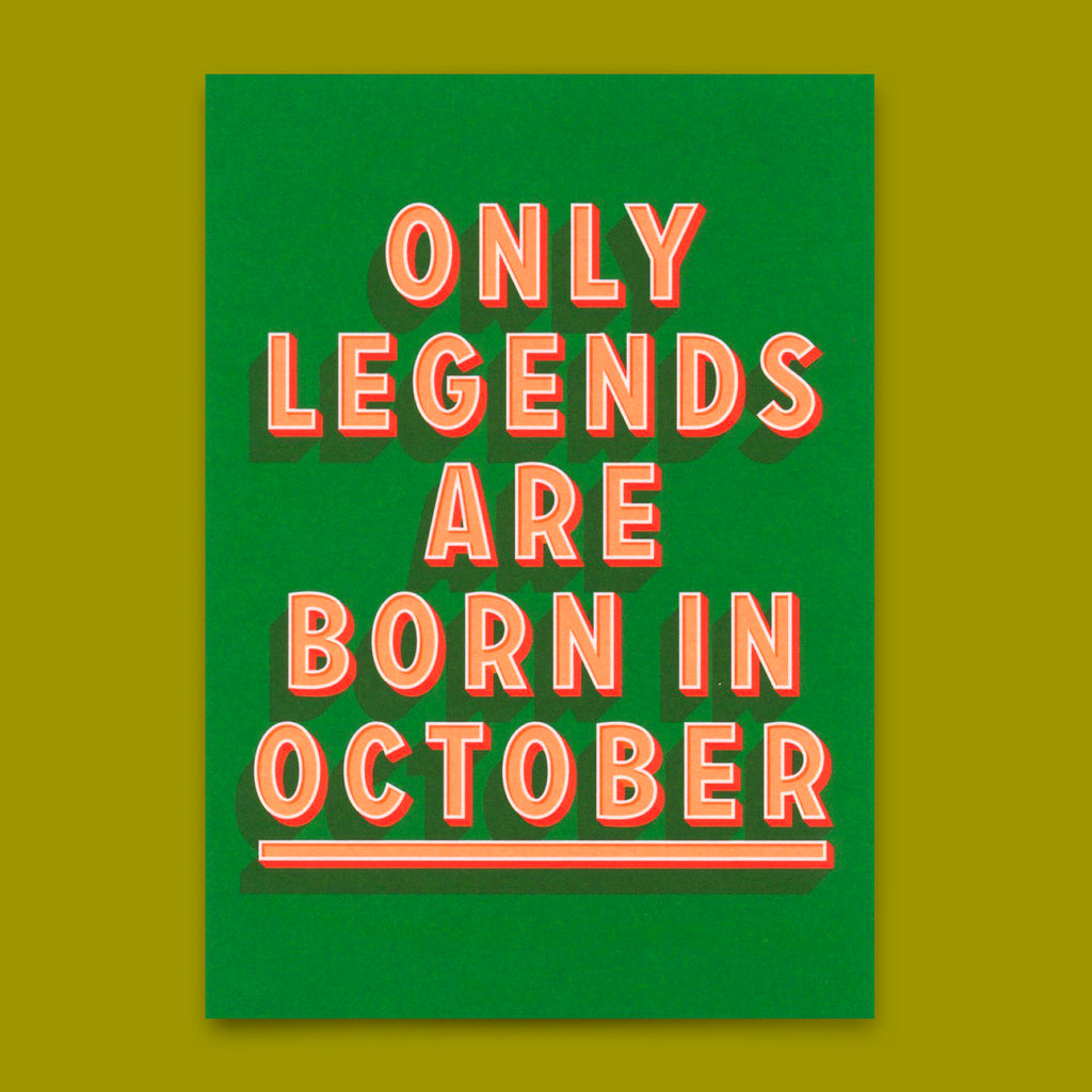 Deli Cards Postkarte "Legends October" | Coole Karte mit Spruch zum Geburtstag