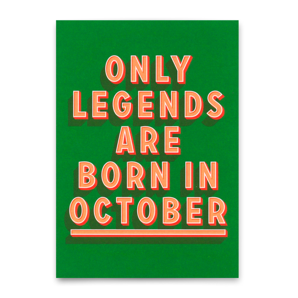 Deli Cards Postkarte "Legends October" | Coole Karte mit Spruch zum Geburtstag