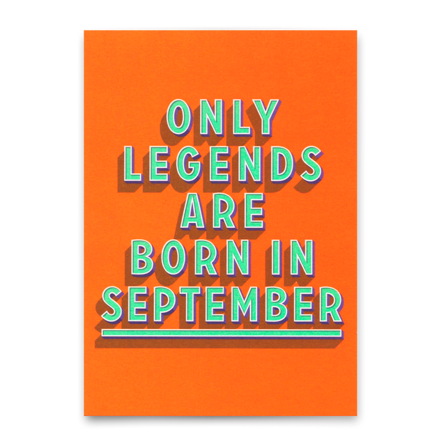 Deli Cards Postkarte "Legends September" | Coole Karte mit Spruch zum Geburtstag