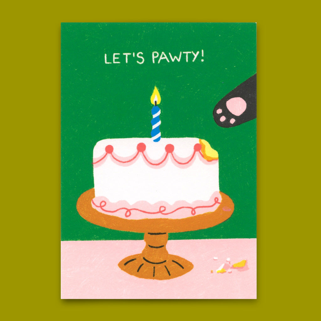 Deli Cards Postkarte "Pawty cat" | Besondere Karte mit Katzen-Motiv zum Geburtstag