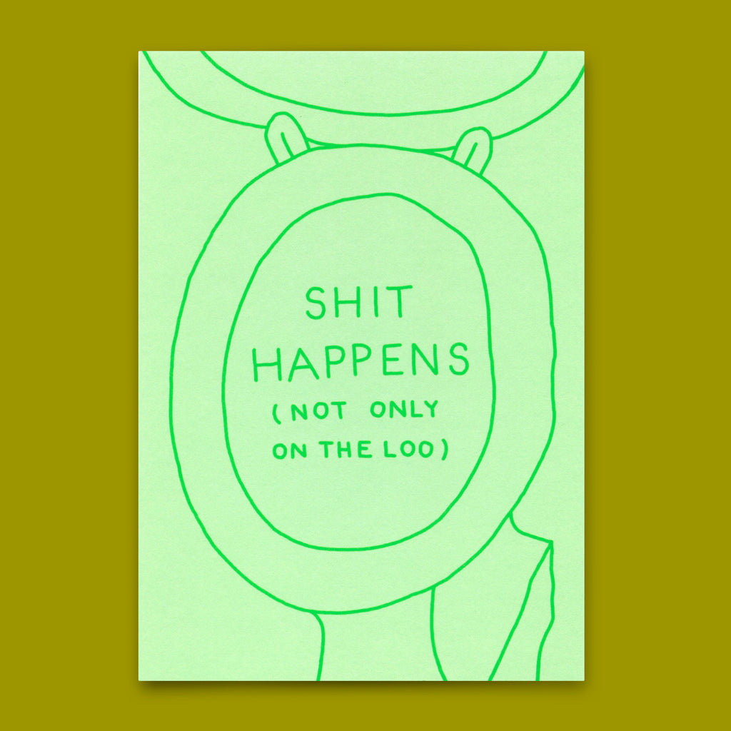 Deli Cards Postkarte "Shit happens (not only on the loo)" | Lustige Karte mit Spruch