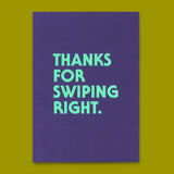 Deli Cards Postkarte "Swiping right" | Lustige Karte mit Spruch für Verliebte