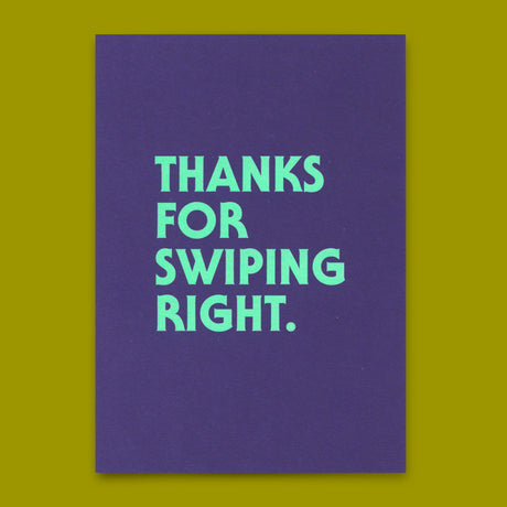 Deli Cards Postkarte "Swiping right" | Lustige Karte mit Spruch für Verliebte