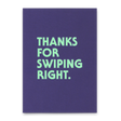 Deli Cards Postkarte "Swiping right" | Lustige Karte mit Spruch für Verliebte